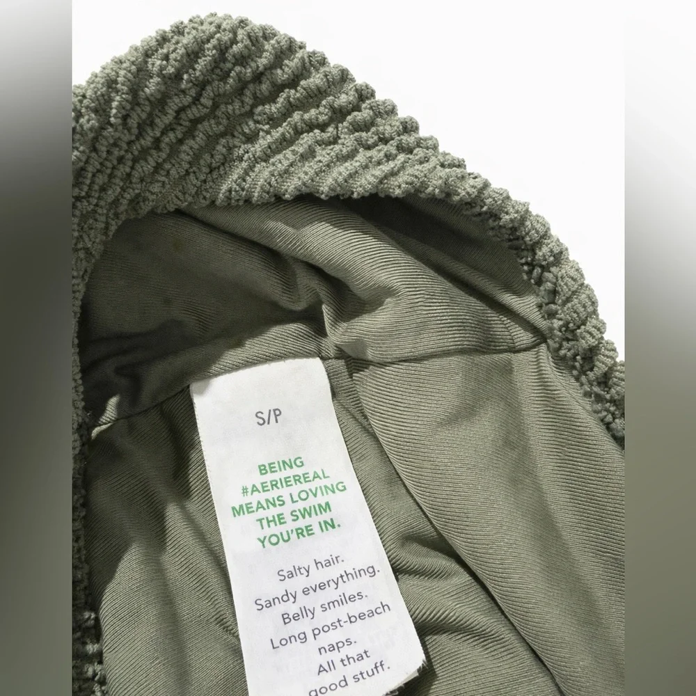 Aerie Shimmery Crinkle Olive green Bodysuit - One piece - Picture 7 of 8